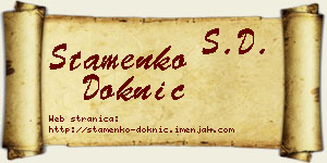 Stamenko Doknić vizit kartica